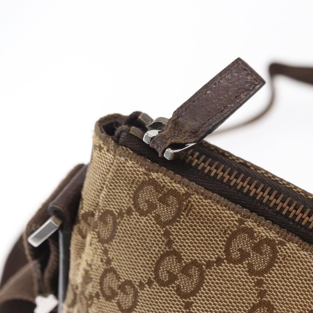 Authentic GUCCI GG Canvas Shoulder Bag Beige Silver 114273 - Picture 3 of 16